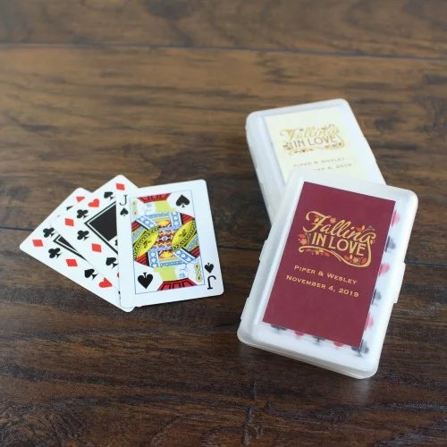 Playing Cards with Personalized Label Wedding Favours